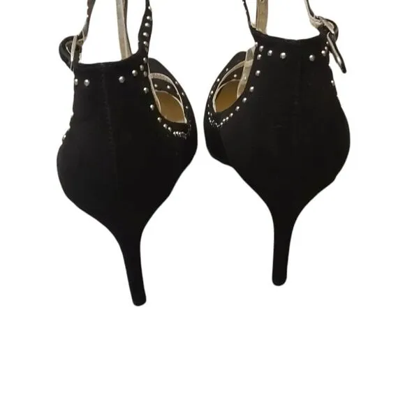 Marc Fisher Black T-strap Studded Heels NEW 8.5