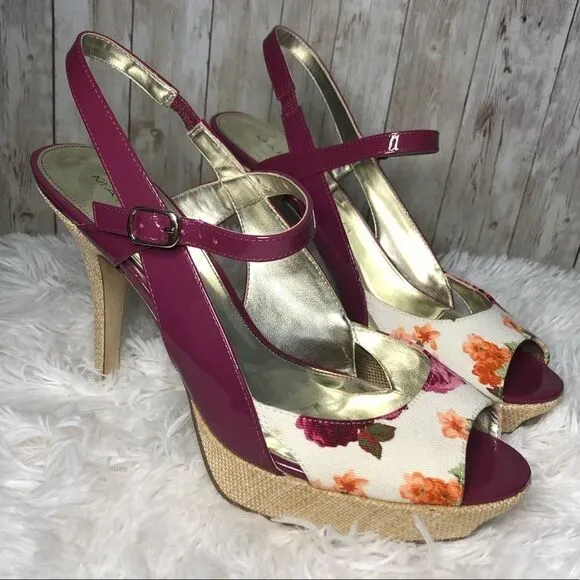 Marc Fisher Doritta Floral Slingback Peep Toe Heel