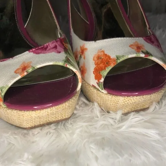 Marc Fisher Doritta Floral Slingback Peep Toe Heel