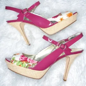 Marc Fisher Doritta Floral Slingback Peep Toe Heel
