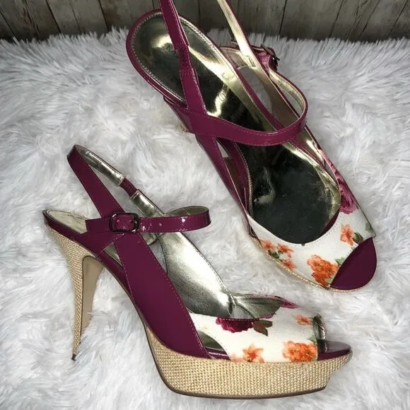 Marc Fisher Doritta Floral Slingback Peep Toe Heel