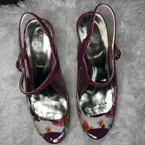 Marc Fisher Doritta Floral Slingback Peep Toe Heel