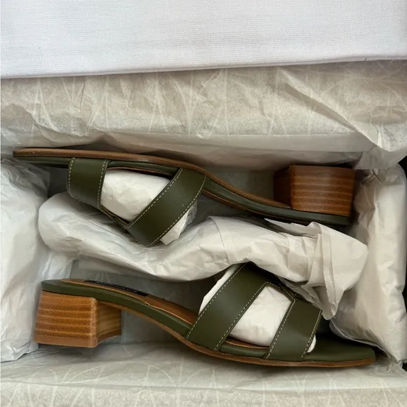 Margaux Green Knotted Heels with Low Block Heel