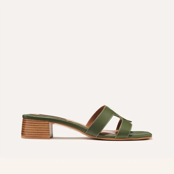 Margaux Green Knotted Heels with Low Block Heel