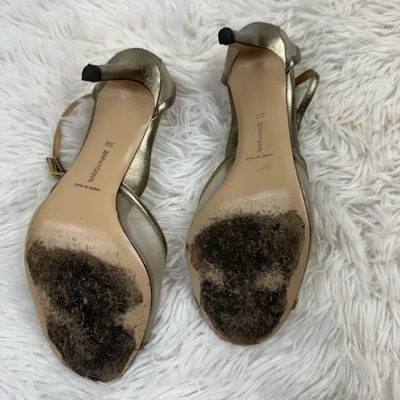 Marion Parke Lolita Mesh Peep Toe leather Stiletto Heels