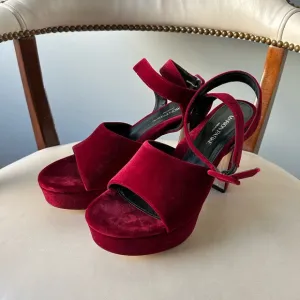 Marion Parke red velvet platform heels