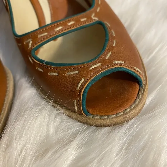 MARNI Brown Leather Peep Toe Heels