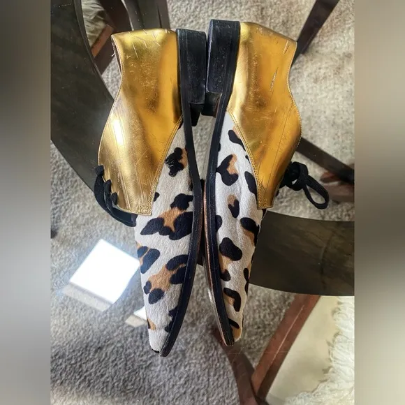 Marni Gold &amp; Leopard Print Oxfords  🌟🐆