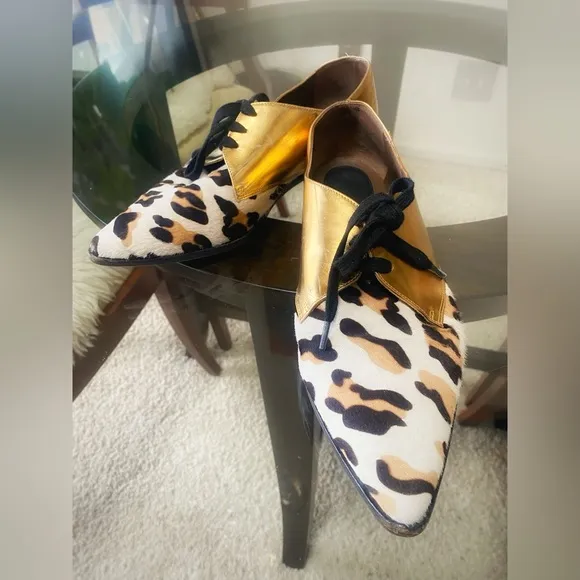 Marni Gold &amp; Leopard Print Oxfords  🌟🐆