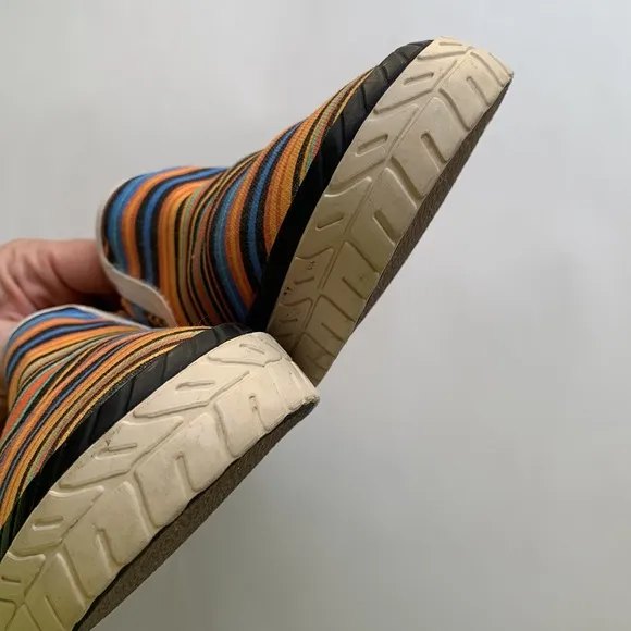 Marni Orange Multi Color Striped Slip On Canvas Sneaker Luxury Designer