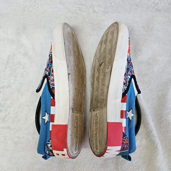 Marvel Mens Canvas Shoes Size 10 Super Hero Slip Ons Captain America, Spiderman
