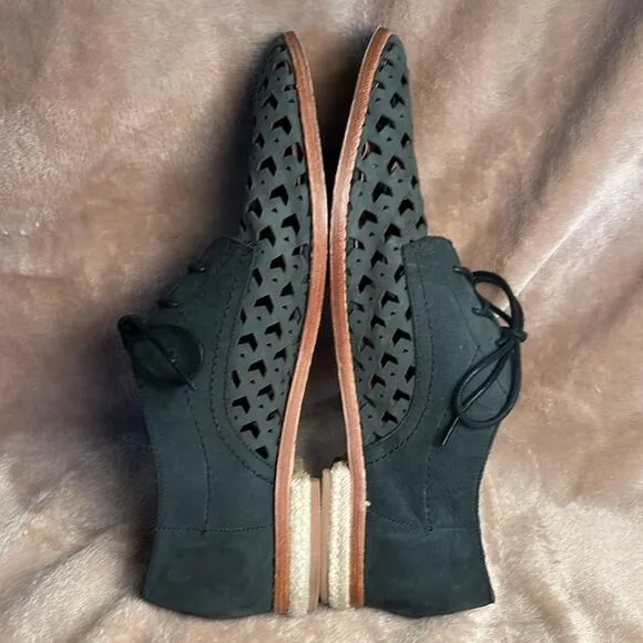 Matt Bernson Gimlet Chevron Perforated Leather Jute Lace-up Grey Oxfords Sz 9.5