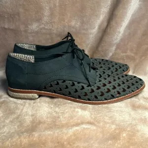 Matt Bernson Gimlet Chevron Perforated Leather Jute Lace-up Grey Oxfords Sz 9.5