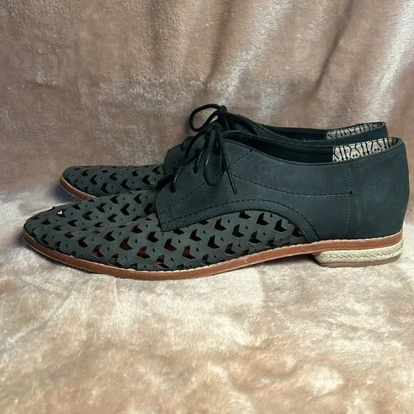 Matt Bernson Gimlet Chevron Perforated Leather Jute Lace-up Grey Oxfords Sz 9.5