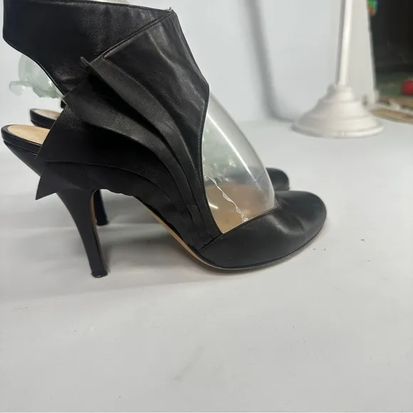 Max Kibardin Black Winged Soft Lamb Leather Heels - Size 38.5 Designer Womens