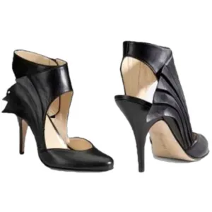 Max Kibardin Black Winged Soft Lamb Leather Heels - Size 38.5 Designer Womens