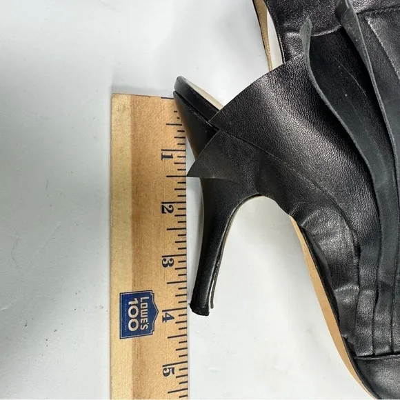 Max Kibardin Black Winged Soft Lamb Leather Heels - Size 38.5 Designer Womens