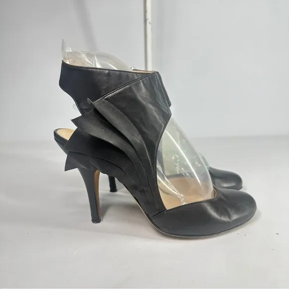 Max Kibardin Black Winged Soft Lamb Leather Heels - Size 38.5 Designer Womens