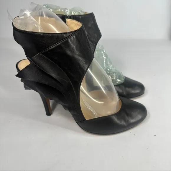 Max Kibardin Black Winged Soft Lamb Leather Heels - Size 38.5 Designer Womens