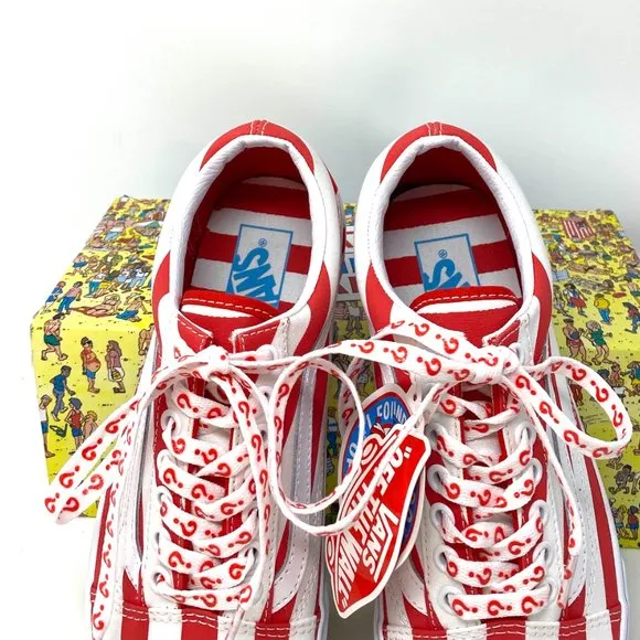 💖MEGA SALE💖VANS &amp; Where's Waldo Old Skool Canvas Red White Men's VN0A3WKT3UV