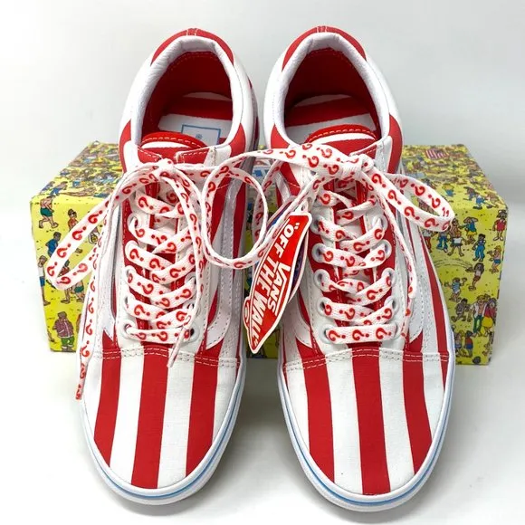 💖MEGA SALE💖VANS &amp; Where's Waldo Old Skool Canvas Red White Men's VN0A3WKT3UV