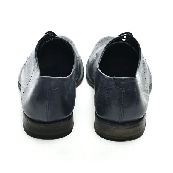 Men Fratelli Rossetti Navy Leather Perforated Oxford 11