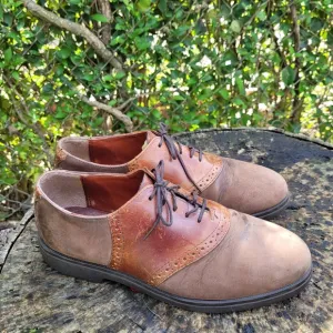 Men Vintage Brown Buck Style Oxfords By Iron Age Boots and Shoes Size 8 1/2 M