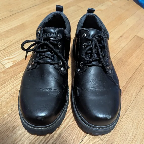 Men's 90s Skechers Black Leather Chunky Platform Oxfords Men's 9.5