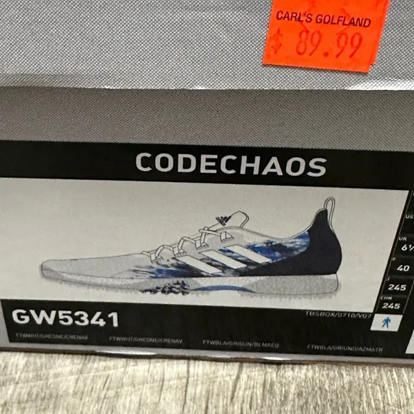 Men’s Adidas Golf 7 CODECHAOS Gray Blue Shoes Spikeless Lightweight Waterproof