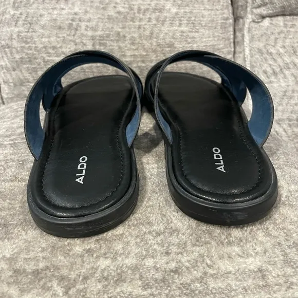 Men’s ALDO ZIEDU Black Crisscross Slides, Size 9….NEW!