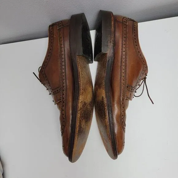 Men's Classic Brown Leather Sole Oxfords Size 11