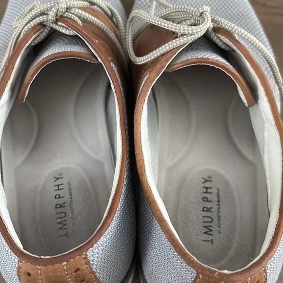 Mens Johnston &amp; Murphy Gray Mesh and Brown Leather Saddle Oxfords, Size 10