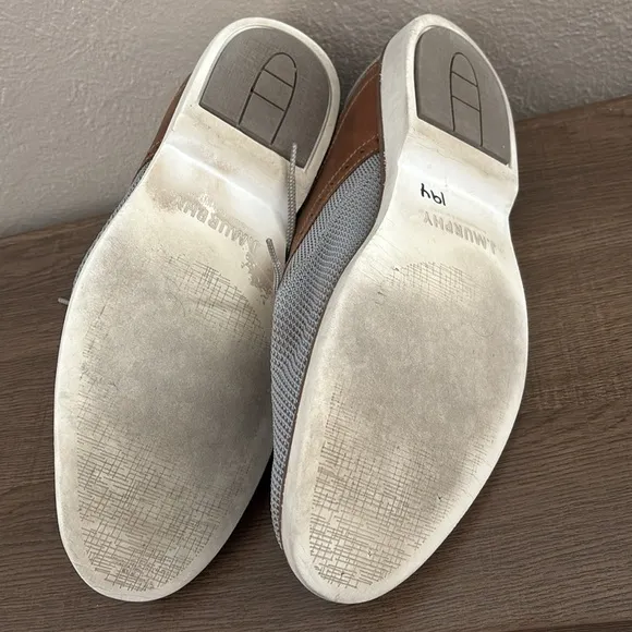 Mens Johnston &amp; Murphy Gray Mesh and Brown Leather Saddle Oxfords, Size 10