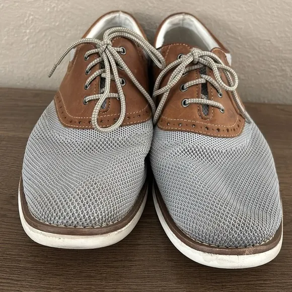 Mens Johnston &amp; Murphy Gray Mesh and Brown Leather Saddle Oxfords, Size 10
