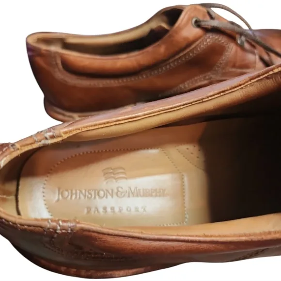 Mens Johnston &amp; Murphy Passport Tassel Brown Leather Oxford Shoes 9.5 Old Money