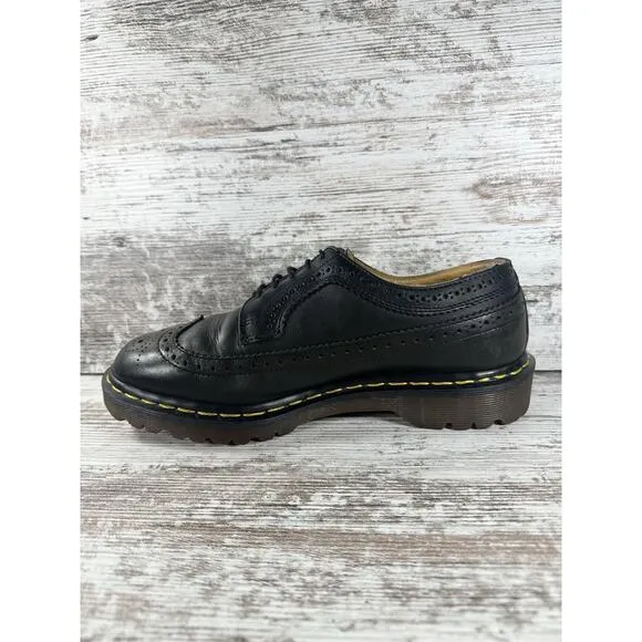 Men's Vintage Dr. Martens Made In England Black Leather Wingtip Oxfords Sz 8