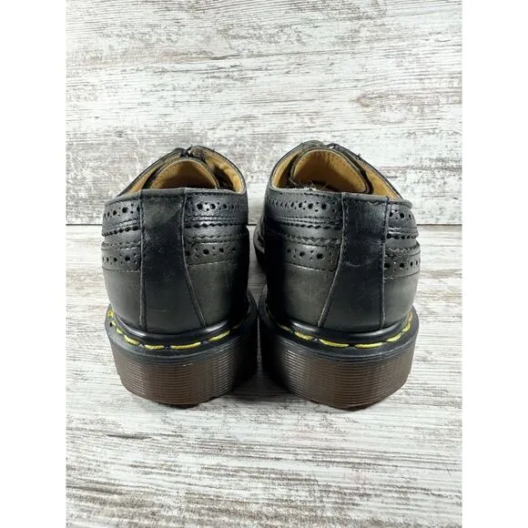 Men's Vintage Dr. Martens Made In England Black Leather Wingtip Oxfords Sz 8