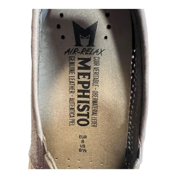 Mephisto Air Relax Men's Slip-On Perforated Casual Shoes Grey White Size 8.5