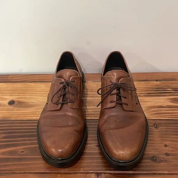 Mephisto Brown Leather Air Jet Size US 11 Leather Derby Oxfords Shoes