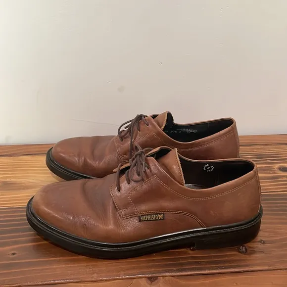 Mephisto Brown Leather Air Jet Size US 11 Leather Derby Oxfords Shoes