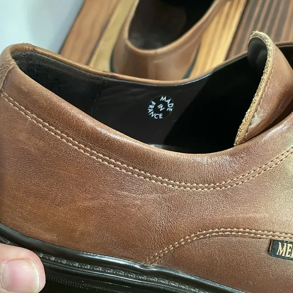 Mephisto Brown Leather Air Jet Size US 11 Leather Derby Oxfords Shoes