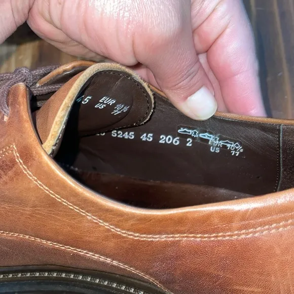 Mephisto Brown Leather Air Jet Size US 11 Leather Derby Oxfords Shoes