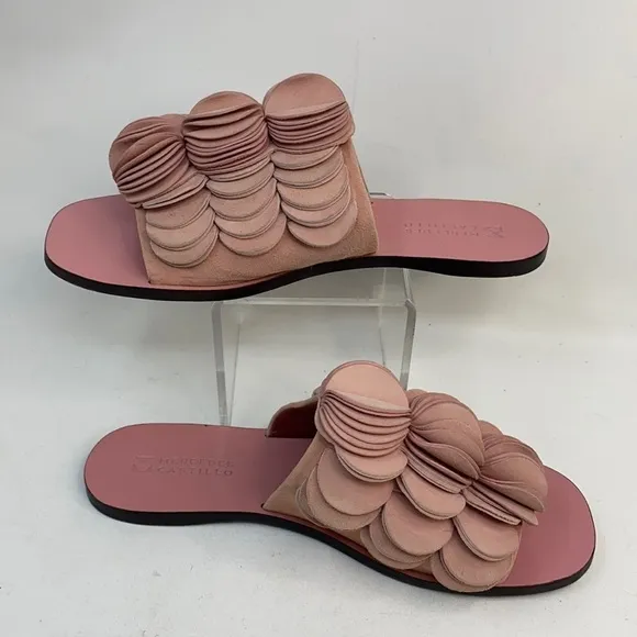 Mercedes Castillo Sz 8.5 Pink Delphia Suede Slides