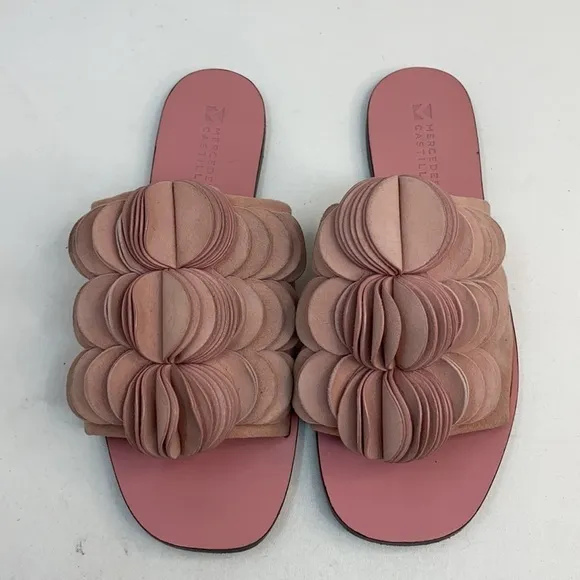 Mercedes Castillo Sz 8.5 Pink Delphia Suede Slides