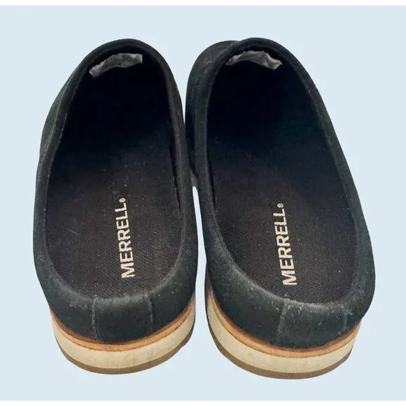 MERRELL Juno Black Suede Leather Clog Slip On Shoes Size 7