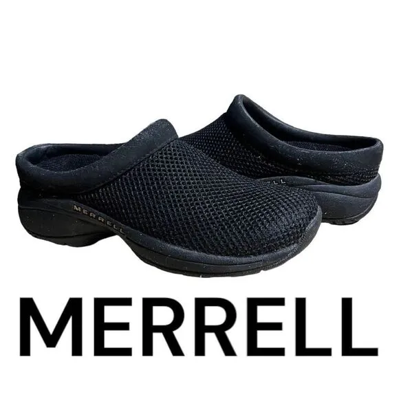 Merrell Womens Primo Breeze II Mesh Slip-On Slides Clogs Mule Shoes Black Size 5