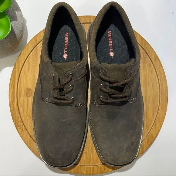 Merrell World Vue Leather Oxfords Brown Casual Lace Up Comfort Shoe Size 11
