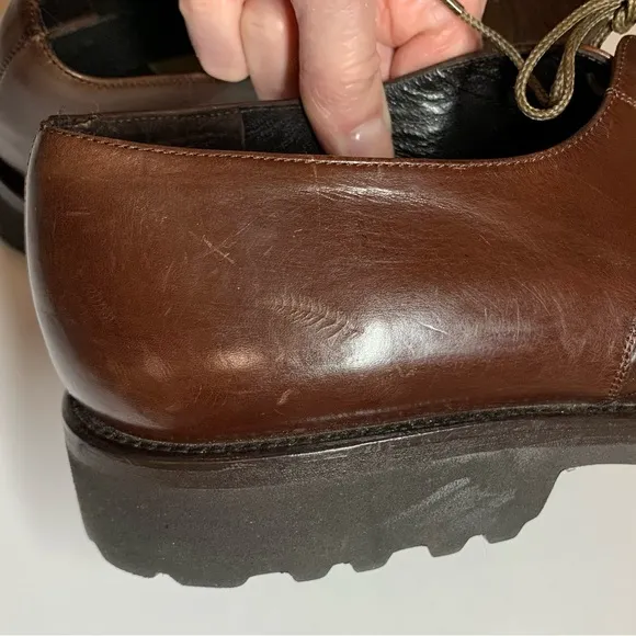 Mezlan Brown Square Toed Woven Leather Oxfords with Vibram Soles, 10M, EUC