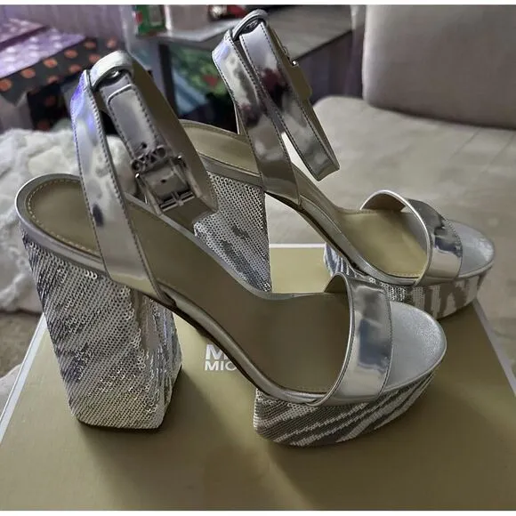 Michael Kors Ashton platform Sz 8‎ Silver