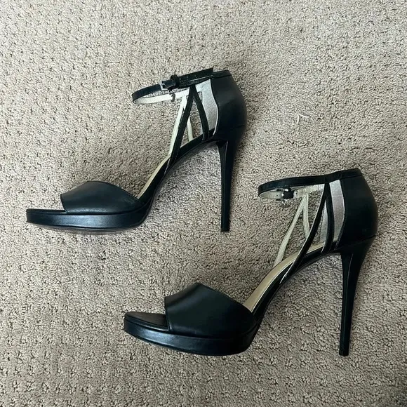 MICHAEL‎ KORS Belle Open Toe Leather Heels